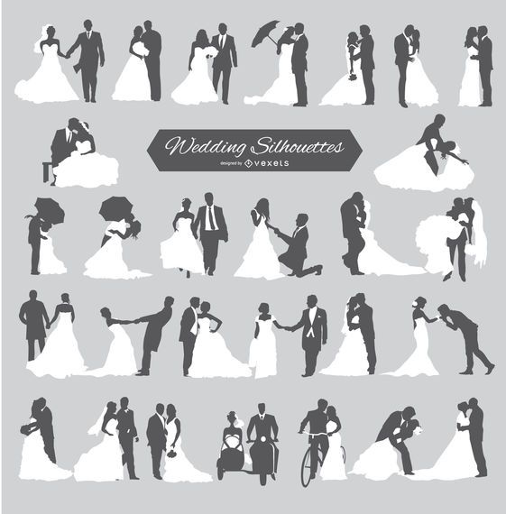 Hochzeit Brautigam Und Braut Silhouetten Vektor Download