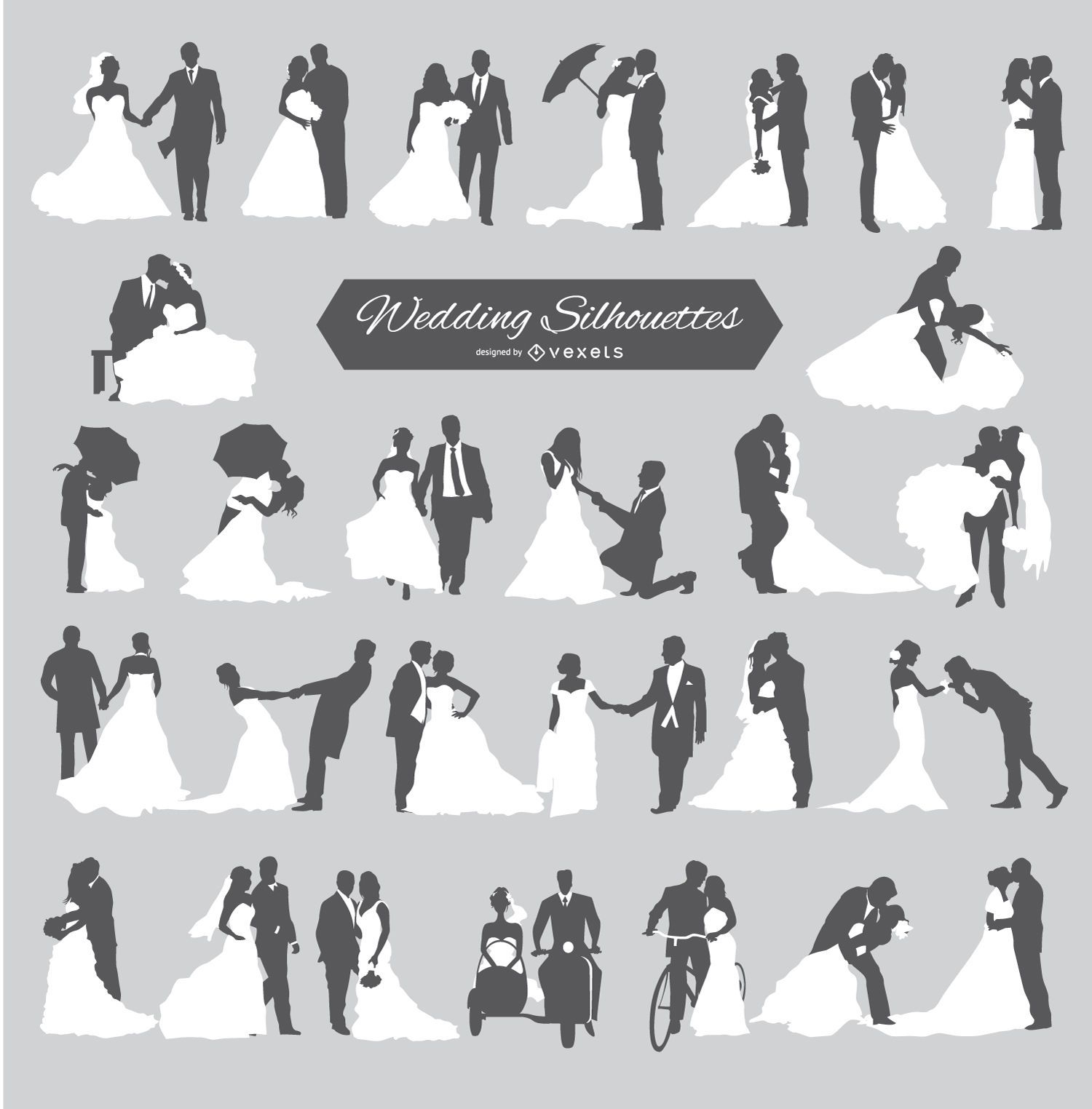 Wedding Groom and Bride Silhouettes
