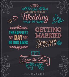 Emblemas de tiza de boda
