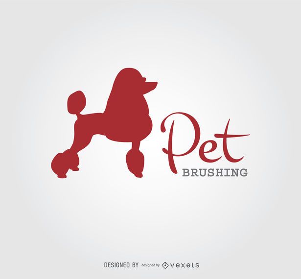 Poodle Silhouette Dog Brushing Logo Poodle Silhouette Dog Brushing Logo