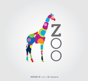 Colored Circles Giraffe Zoo Logo Colored Circles Giraffe Zoo Logo