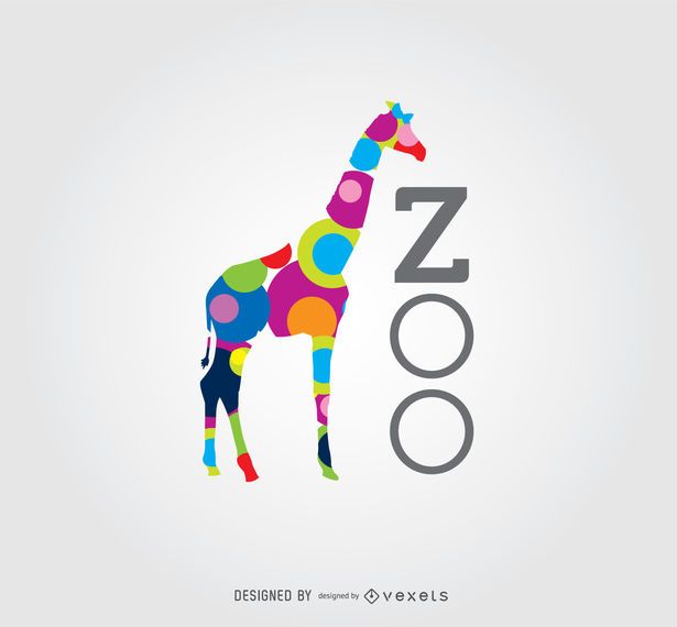Círculos de colores Giraffe Zoo Logo Círculos de colores Giraffe Zoo Logo