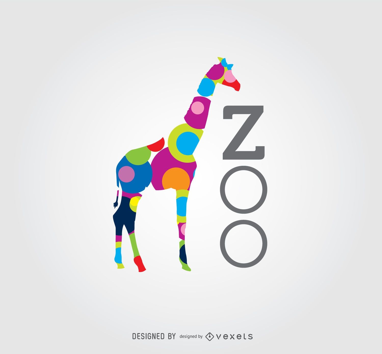 Farbige Kreise Giraffe Zoo Logo