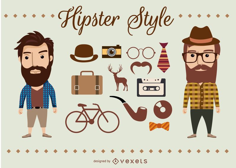 Personagens e elementos Hipster Personagens e elementos Hipster