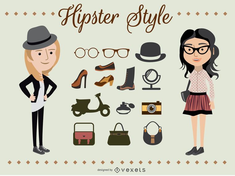 Personajes de Hipster Girl Personajes de Hipster Girl
