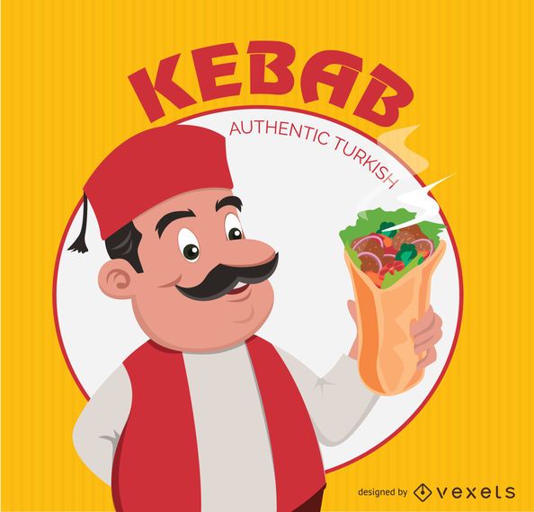 Kebab Doner Turkish Cartoon - Vector Download