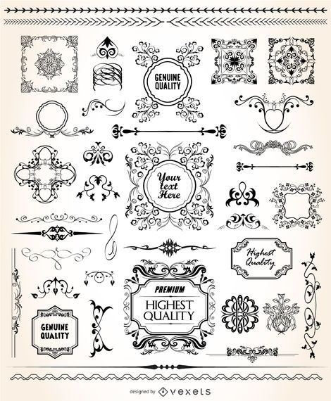 Conjunto ornamental caligráfico Conjunto ornamental caligráfico