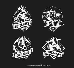 Motocross Surf Skateboard Schlagzeuger Logos