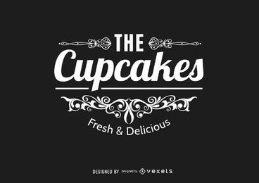 Selo com logotipo de cupcake Retro Swirls