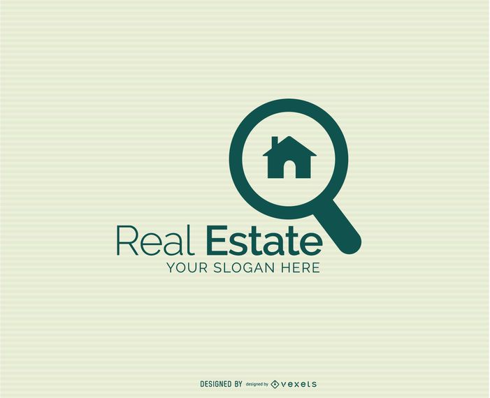 Magnifying House Real Estate Logo Magnifying House Real Estate Logo