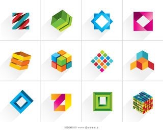 Creative 3D Cubic Colorful Logos
