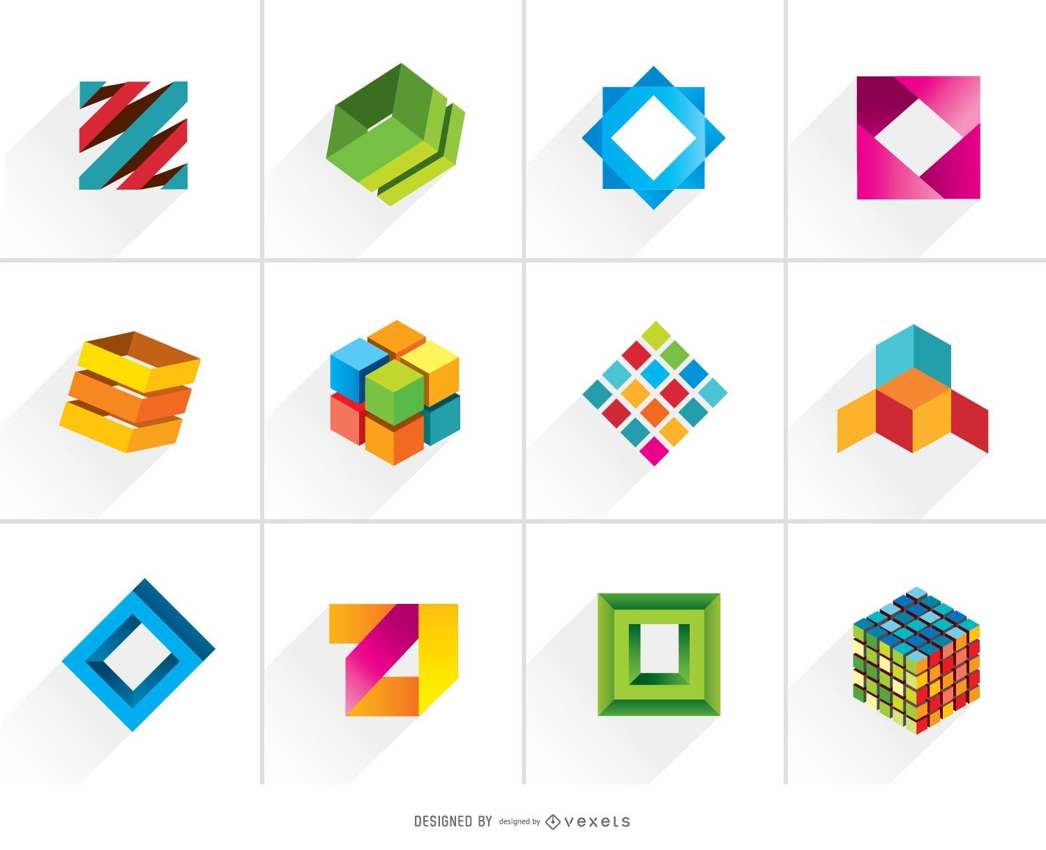 Logotipos coloridos c?bicos creativos 3D