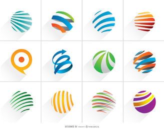 Conjunto de logotipo colorido globo espiral Conjunto de logotipo colorido globo espiral