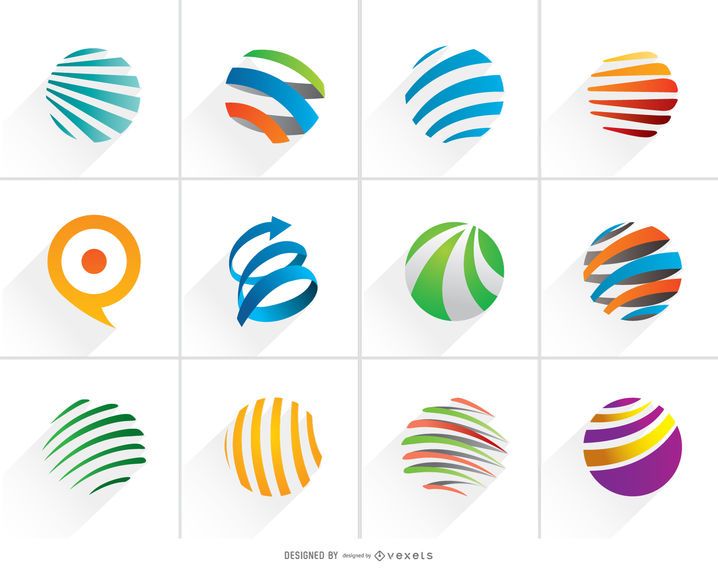 Conjunto de logo de globo de espiral colorido Conjunto de logo de globo de espiral colorido