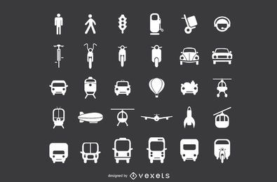 Conjunto de ícones planos de transporte