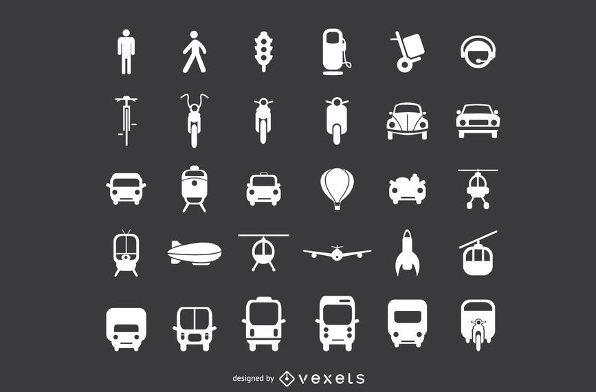 Conjunto de iconos planos de transporte Conjunto de iconos planos de transporte