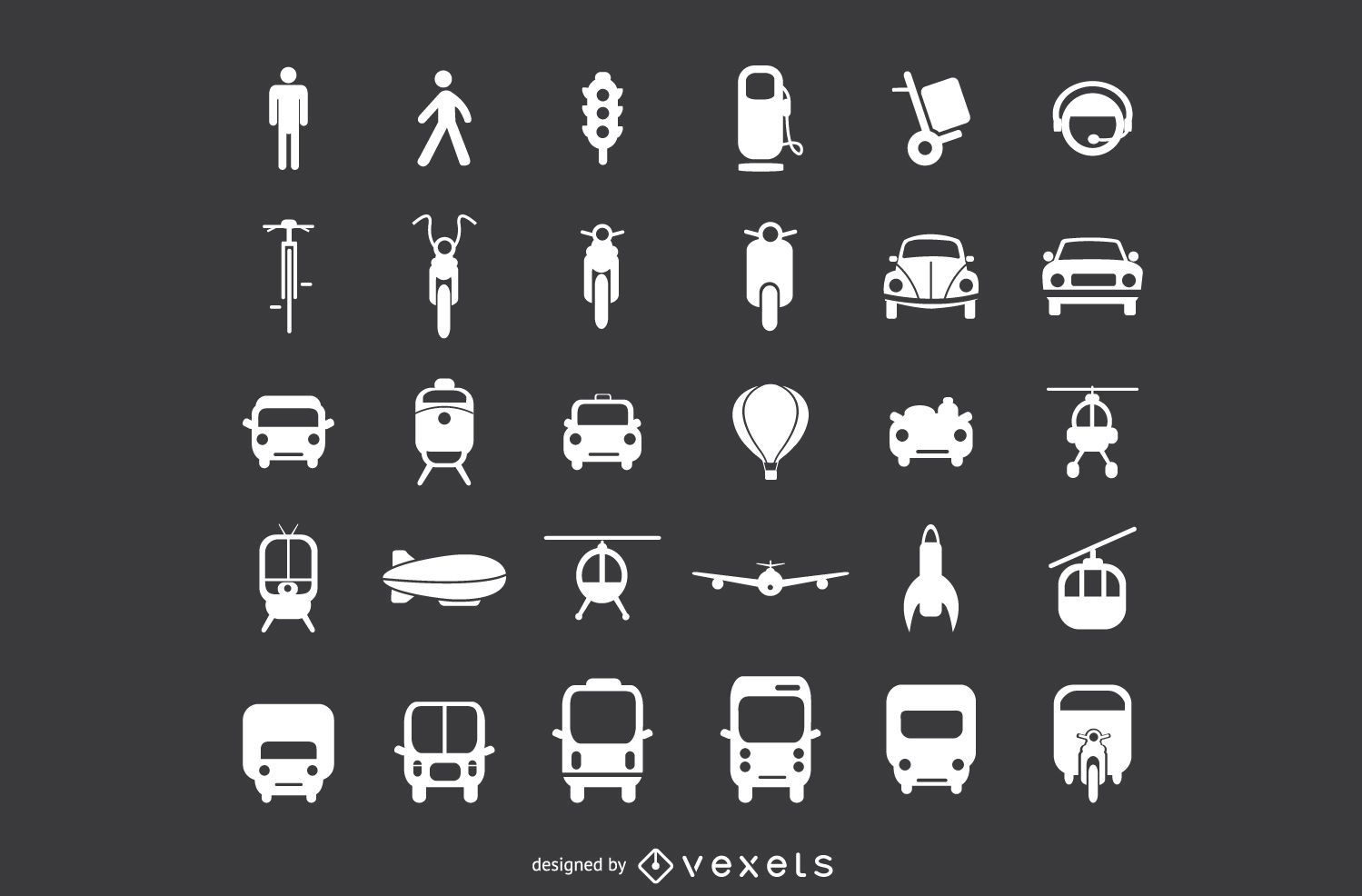 Conjunto de iconos planos de transporte