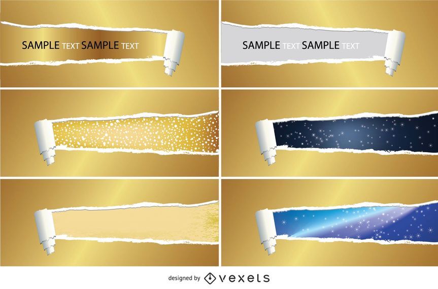 Conjunto de Banner de papel rasgado Conjunto de Banner de papel rasgado