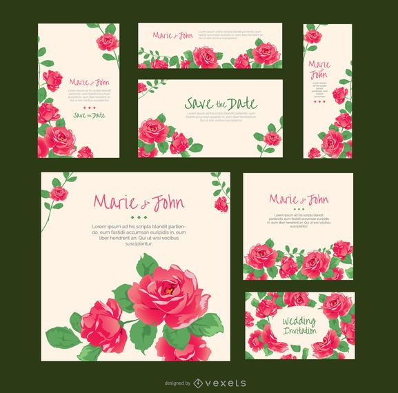 Roses Wedding Invitation various formats Roses Wedding Invitation various formats