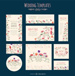 Plantilla de flores de invitación de boda