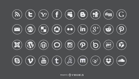 social media logos vector black and white