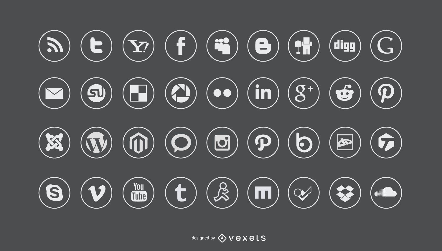 Flat social media icons set