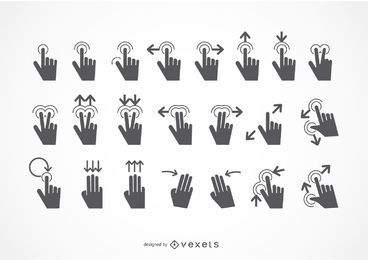 Touch gestures icon set