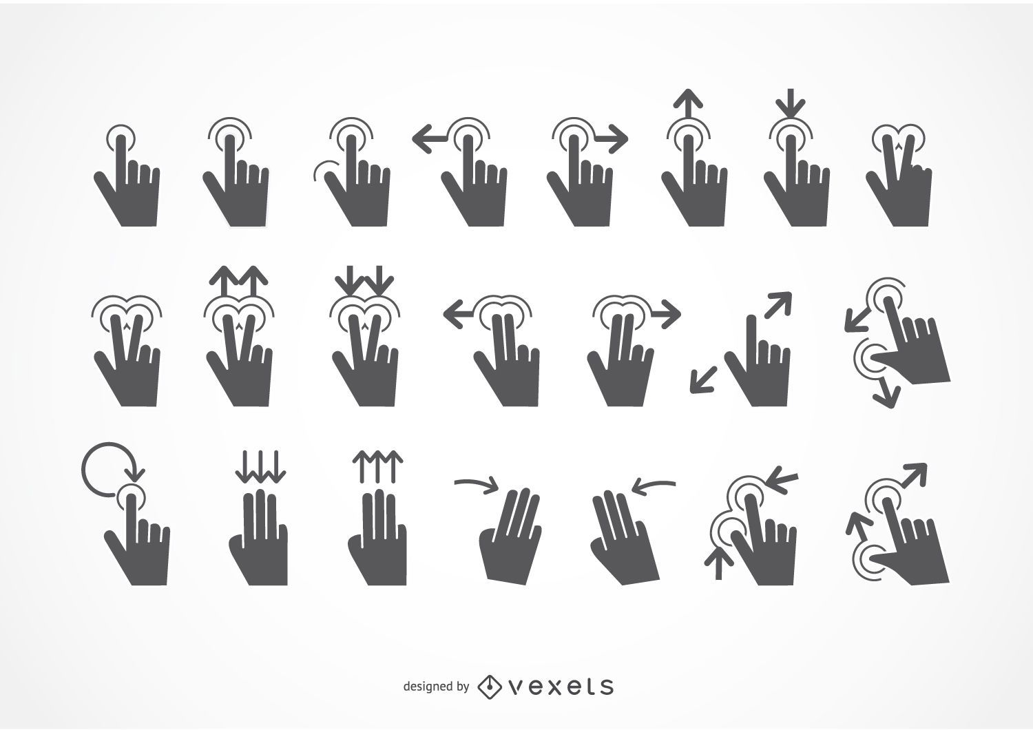 Conjunto de iconos de gestos t?ctiles