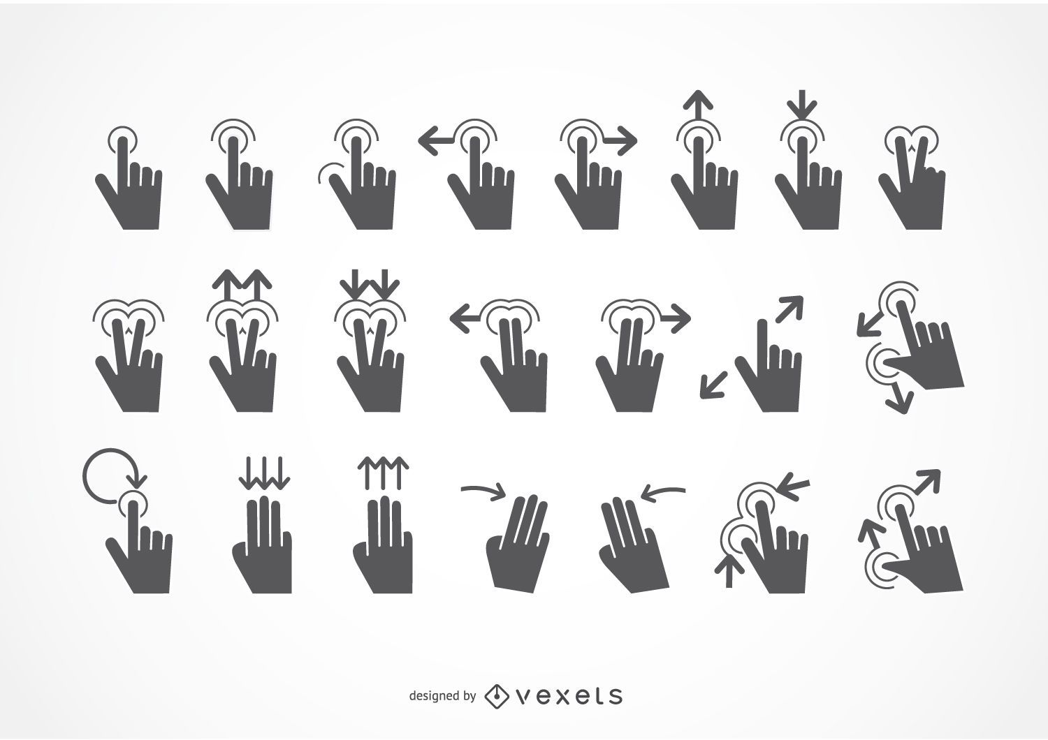 Symbolsatz für Berührungsgesten