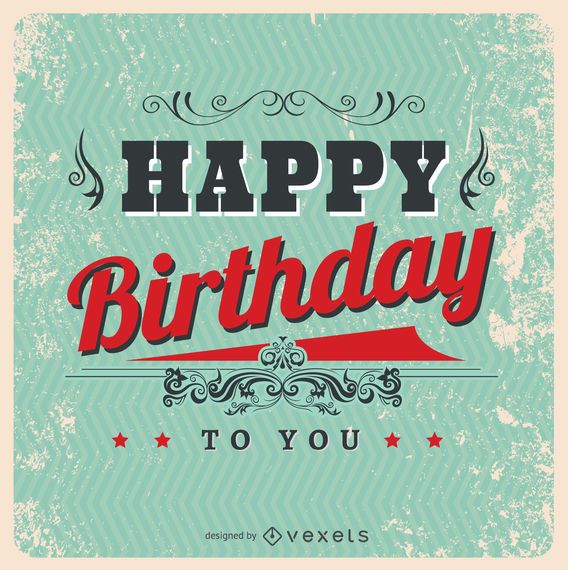 Vintage alles Gute zum Geburtstagpostkarte Vektor download