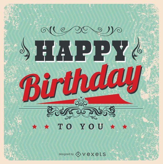 Vintage Happy Birthday postcard - Vector download