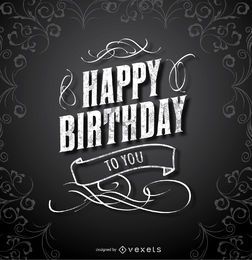 Feliz aniversario Cartão elegante preto Feliz aniversario Cartão elegante preto