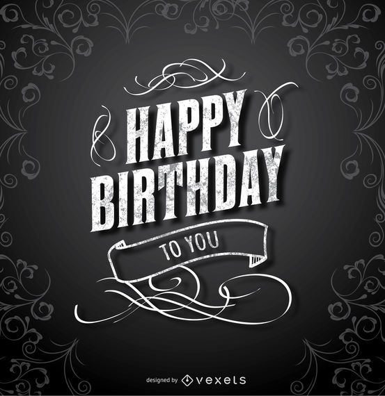 Feliz aniversario Cartão elegante preto Feliz aniversario Cartão elegante preto