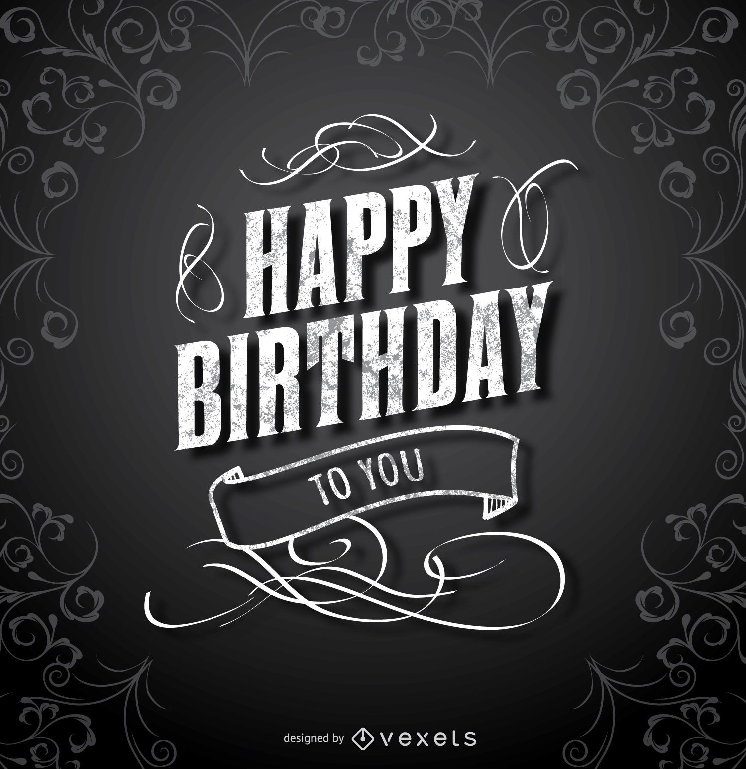 Download Happy Birthday Black elegant card - Vector download