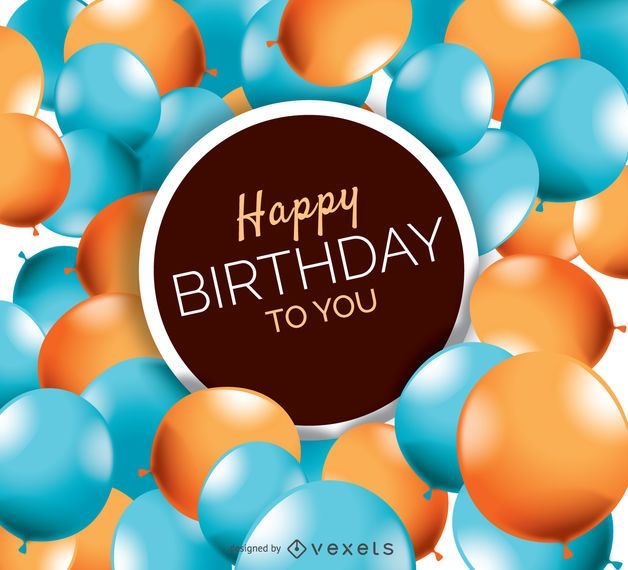 Happy Birthday Balloons Card - Vector Download