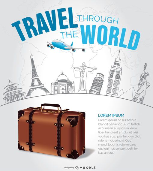 Travel design with hand drawn landmarks Travel design with hand drawn landmarks