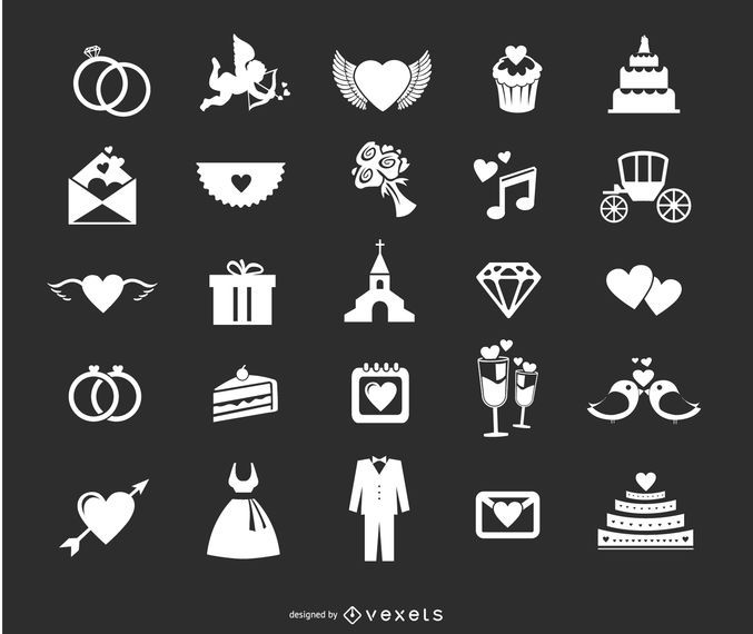 Wedding icons set Wedding icons set