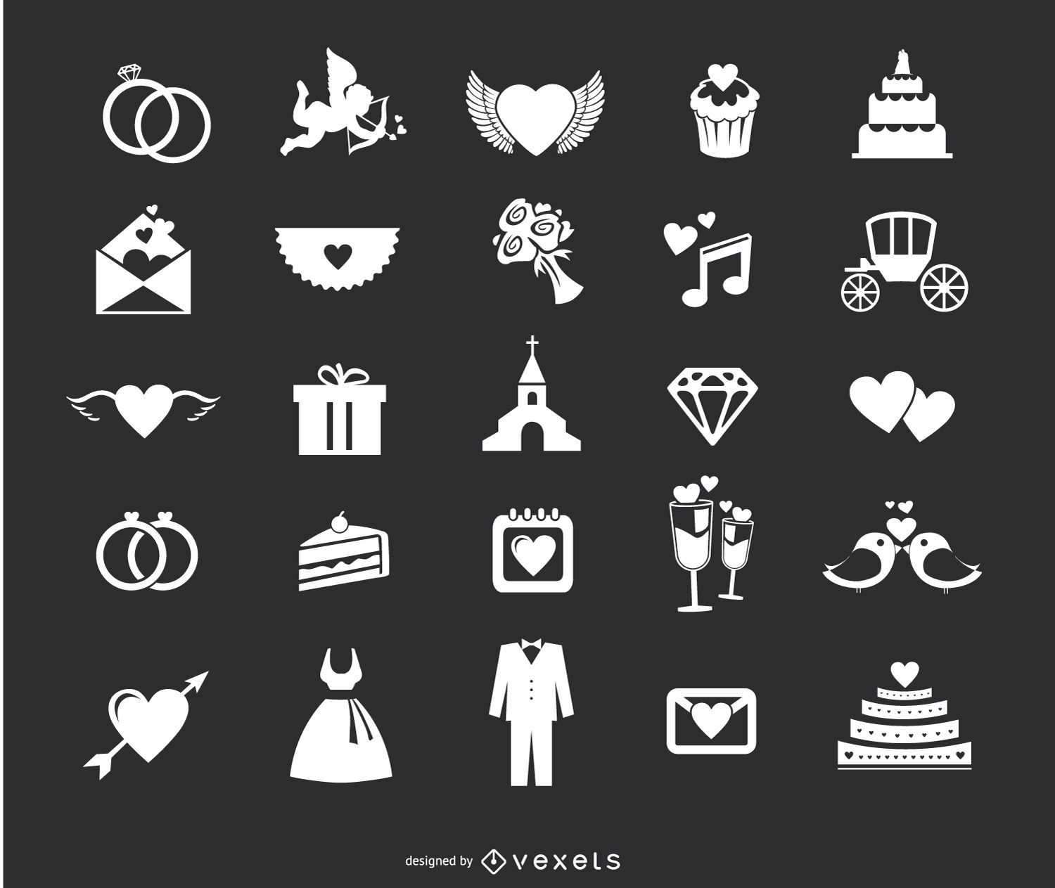 Wedding icons set