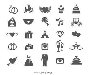 Conjunto de ícones de web de casamento