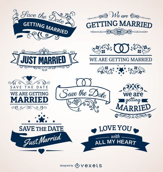 Conjunto de emblemas de casamento para cartões de convites Conjunto de emblemas de casamento para cartões de convites