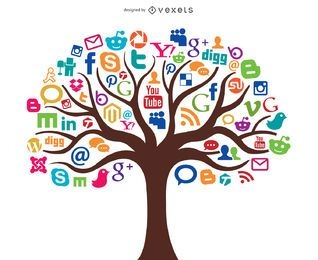 Conceito de árvore de mídia social