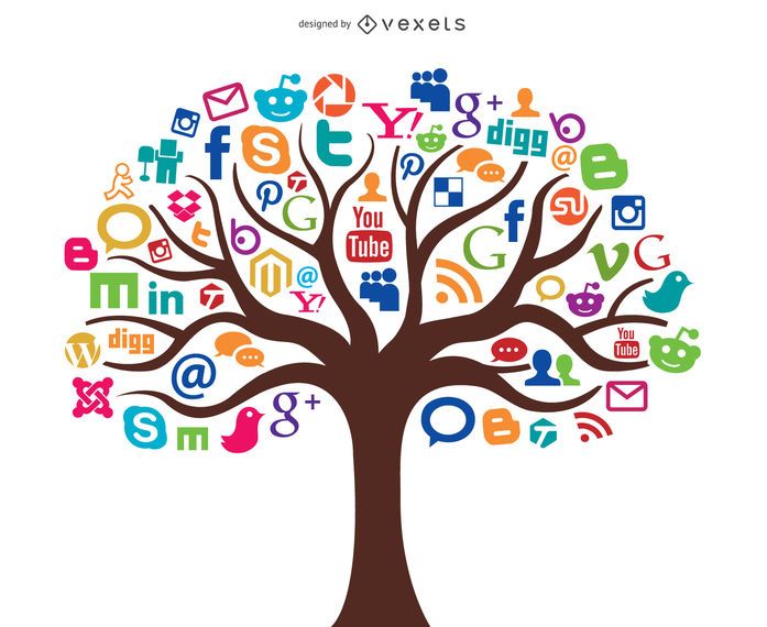 Concepto de árbol de medios sociales Concepto de árbol de medios sociales