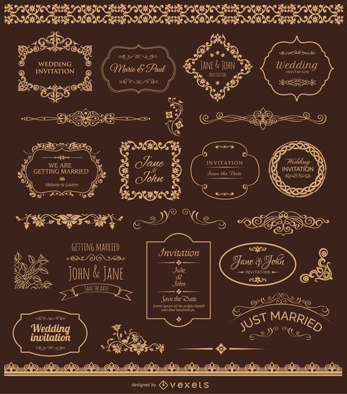 Emblemas De Casamento De Ouro e Ornamentos Emblemas De Casamento De Ouro e Ornamentos