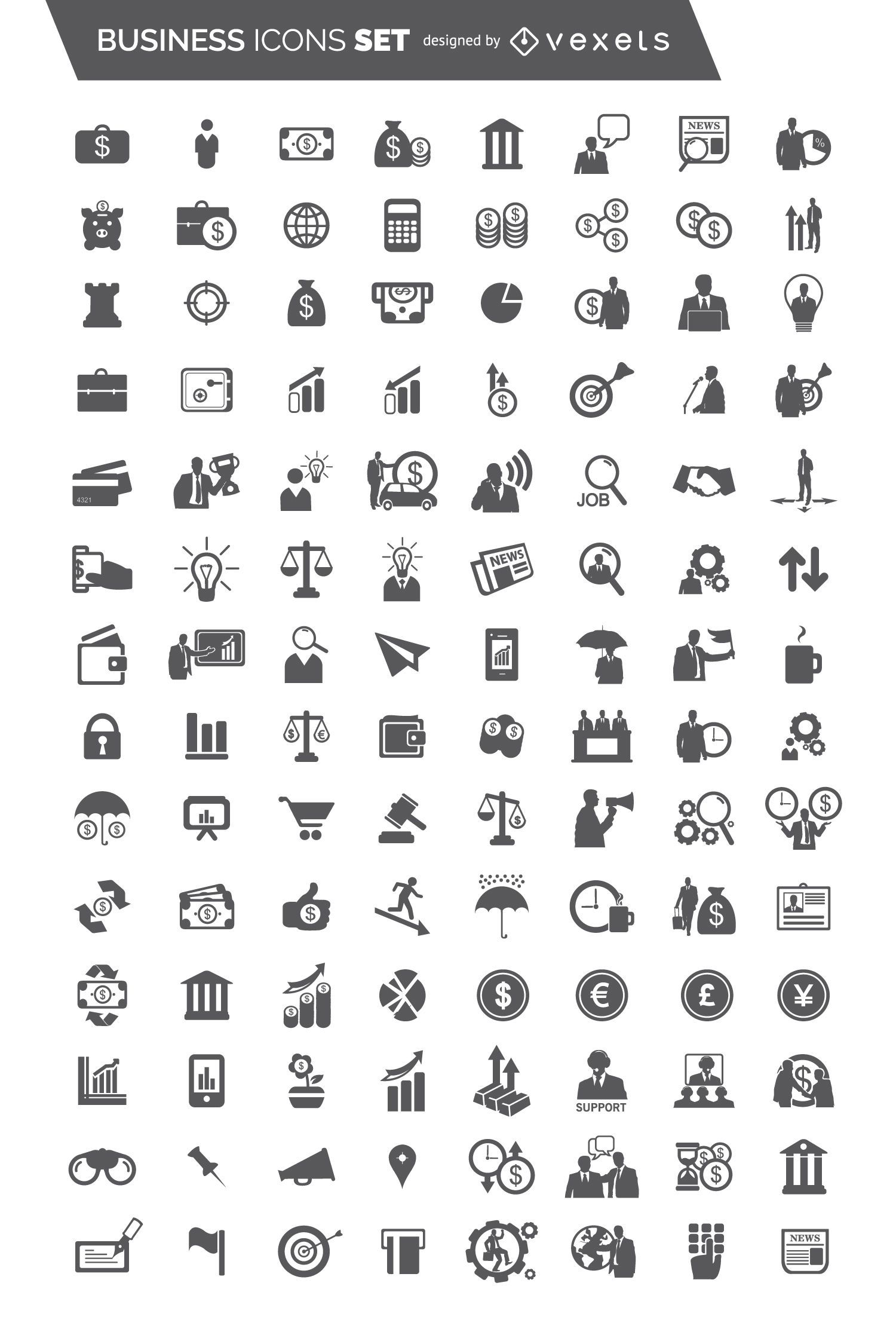 104 conjunto de iconos de negocios planos