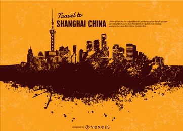 Grunge Shanghai Skyline 