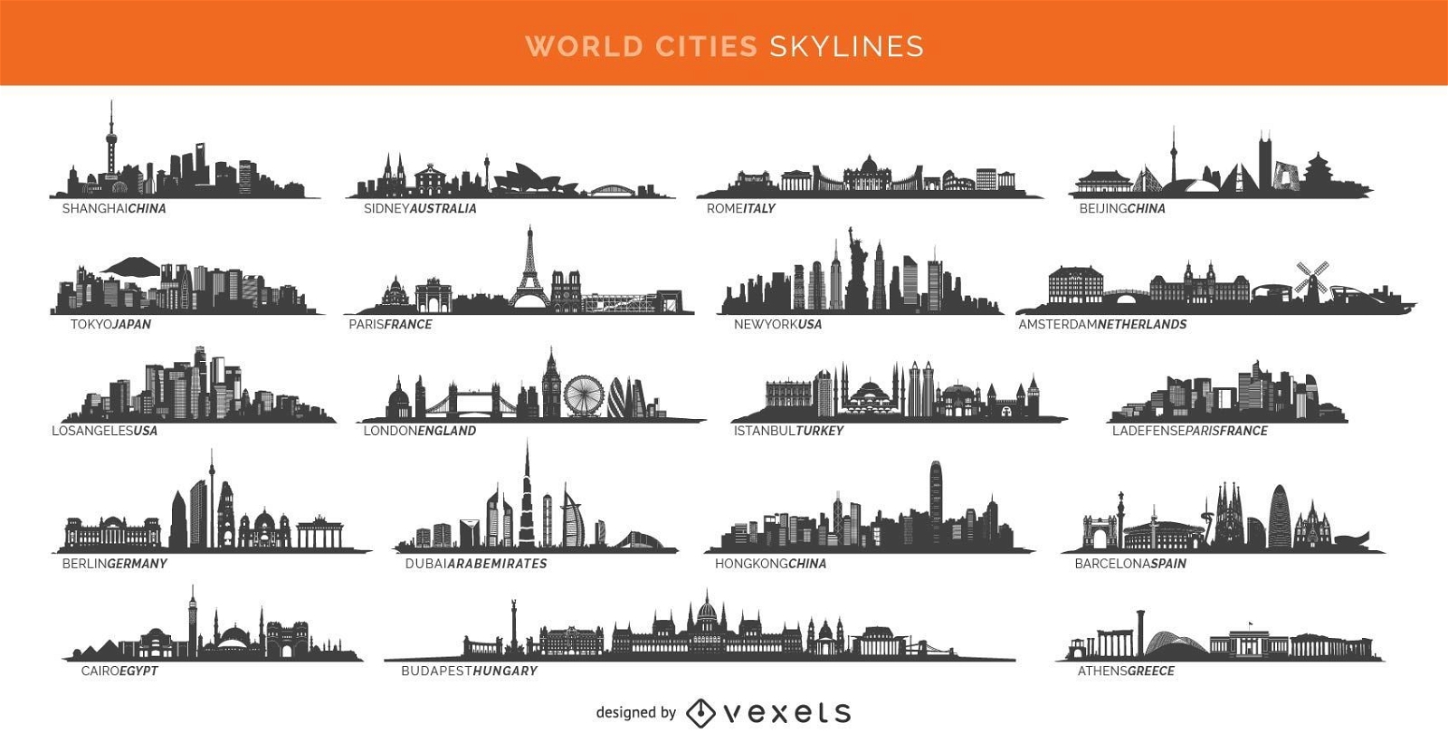 19 berühmte Städte Skylines einschließlich Paris London Sidney und mehr