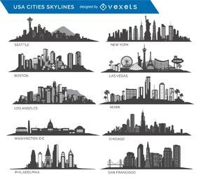 10 cidades famosas dos EUA Skylines