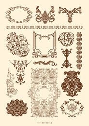 Conjunto de adornos victorianos y rococó