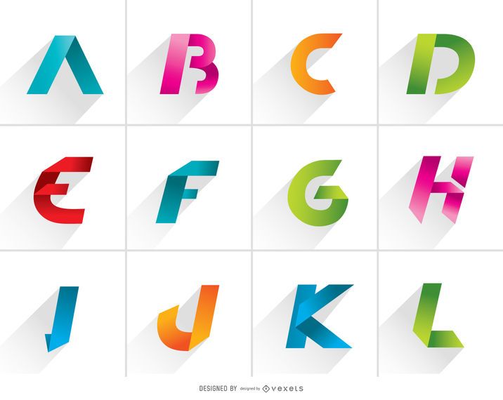 Letras del logotipo de la A a la L Letras del logotipo de la A a la L