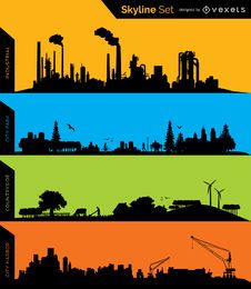 skyline silhouettes - Industrial, Park, Conuntryside and Harbor skyline silhouettes - Industrial, Park, Conuntryside and Harbor